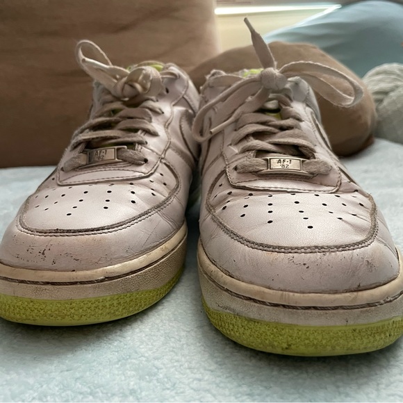 Nike Air Force Ones size 10 neon yellow white - Picture 4 of 7